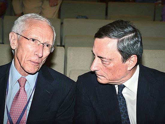 מריו דראגי, סטנלי פישר, כנס פרידה של בנק ישראל / צילום: איל יצהר