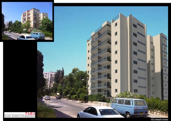 תמ``א 38 שמקדמת חברת טאבה בהרצליה- הדמייה לפני ואחרי/ צילום: יח``צ תמ``א 38 שמקדמת חברת טאבה בהרצליה- הדמייה לפני ואחרי/ צילום: יח``צ
