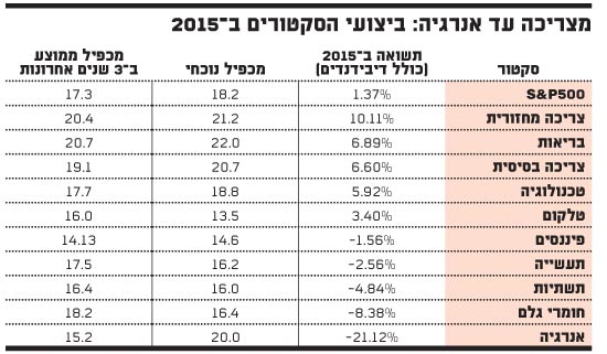 מצריכה עד אנרגיה ביצועי הסקטורים ב-2015