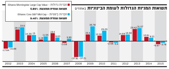 תשואות המניותהגדולות לעומת הבינוניות