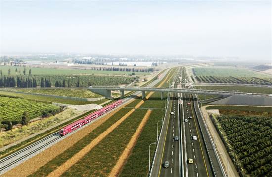 הדמיה של המסילה המזרחית של רכבת ישראל / צילום: משרד התחבורה