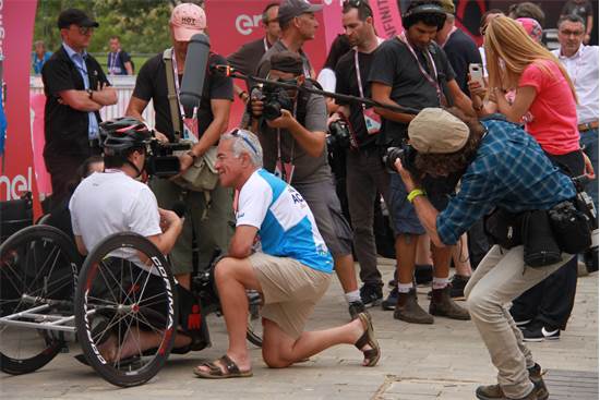 סילבן אדמס ונתי גרוברג, אלוף ישראל ברכיבה על אופני יד ורוכב אולימפי / צילום: אורלי גנוסר