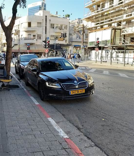 מכוניתה של אסתר חיות חונה באדום לבן בתל אביב / צילום: פרטי