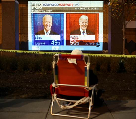 ארה"ב, צופים בתוצאות הבחירות / צילום:  Hannah McKay, רויטרס