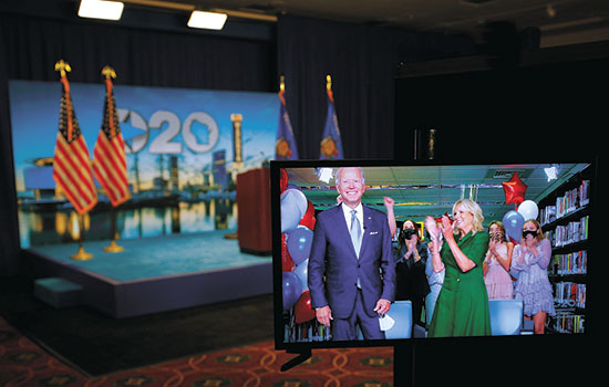 ביידן בוועידת המפלגה הדמוקרטית שהתקיימה השנה בווידאו, אוגוסט 2020 / צילום: Brian Snyder, Associated Press