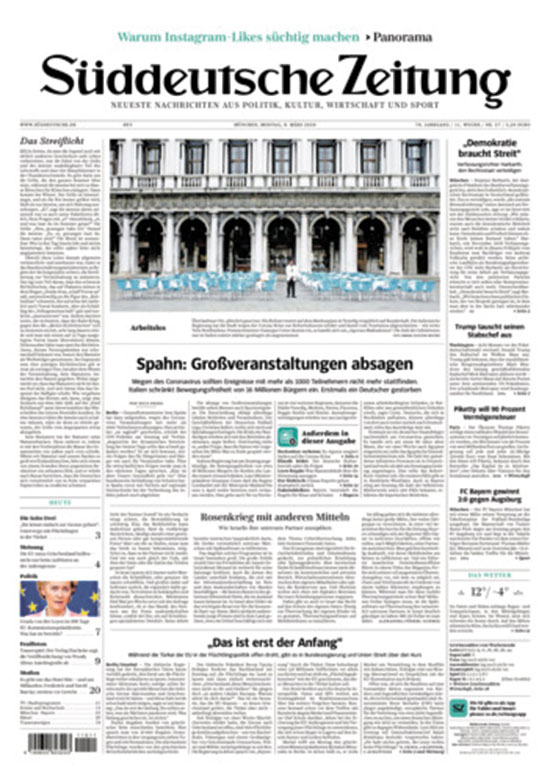 עיתון "זידוטיישה צייטונג" הגרמני / צילום: צילום מסך