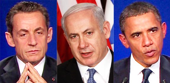 ברק אובמה בנימין נתניהו ניקולא סרקוזי  / צלם :  רויטרס