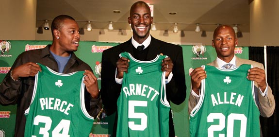 פול פירס, ריי אלן, קווין גארנט, בוסטון סלטיקס, NBA / צלם: רויטרס