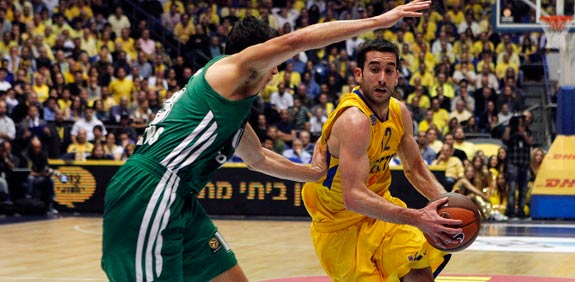 יוגב אוחיון, דימיטריוס דיאמנטידיס, מכבי ת"א מול פנאתינייקוס, יורוליג / צלם: רויטרס