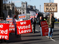הפגנה בעד היציאה מהאיחוד האירופי /צילום: רויטרס, Peter Nicholls