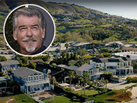 השכונה שבה נמצאת האחוזה של פירס ברוסנן (בעיגול) שבמאליבו / צילום: יוטיוב, Jordan Strauss/AP