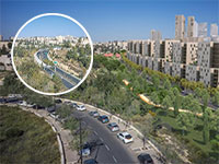 קירוי דרך בגין בירושלים (בעיגול: תחילת העבודות כיום) / הדמיה: דגן פתרונות ויזואליים, משרד אדריכלים קולקר-קולקר-א