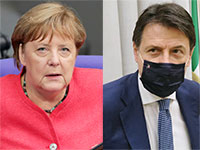ג'וזפה קונטה, ראש ממשלת איטליה, אנגלה מרקל, קנצלרית גרמניה / צילום: Associated Press