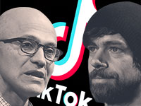 ג'ק דורסי, מייסד טוויטר, וסאטיה נדאלה, מנכ"ל מיקרוסופט בקרב על הטיקטוק / צילום: רויטרס