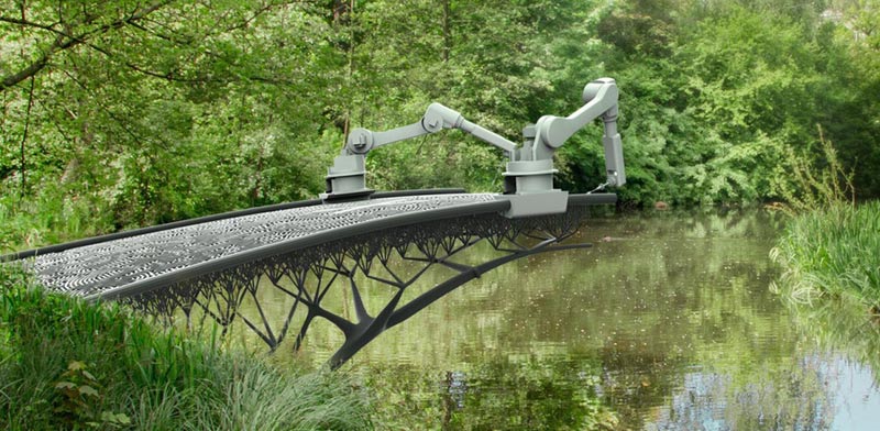 גשר שנבנה במדפסת תלת ממד, אמסטרדם / צילום: וידאו