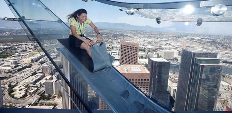 מגלשת השמיים הראשונה בעולם, לוס אנג'לס skyslide / צילום: וידאו