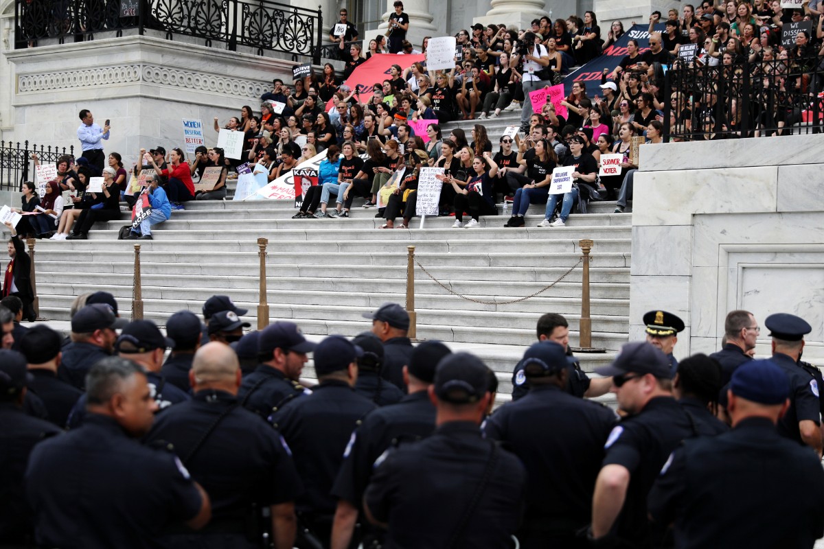 מחאה נגד מינוי ברט קוואנו בוושינגטון / צילום: רויטרס