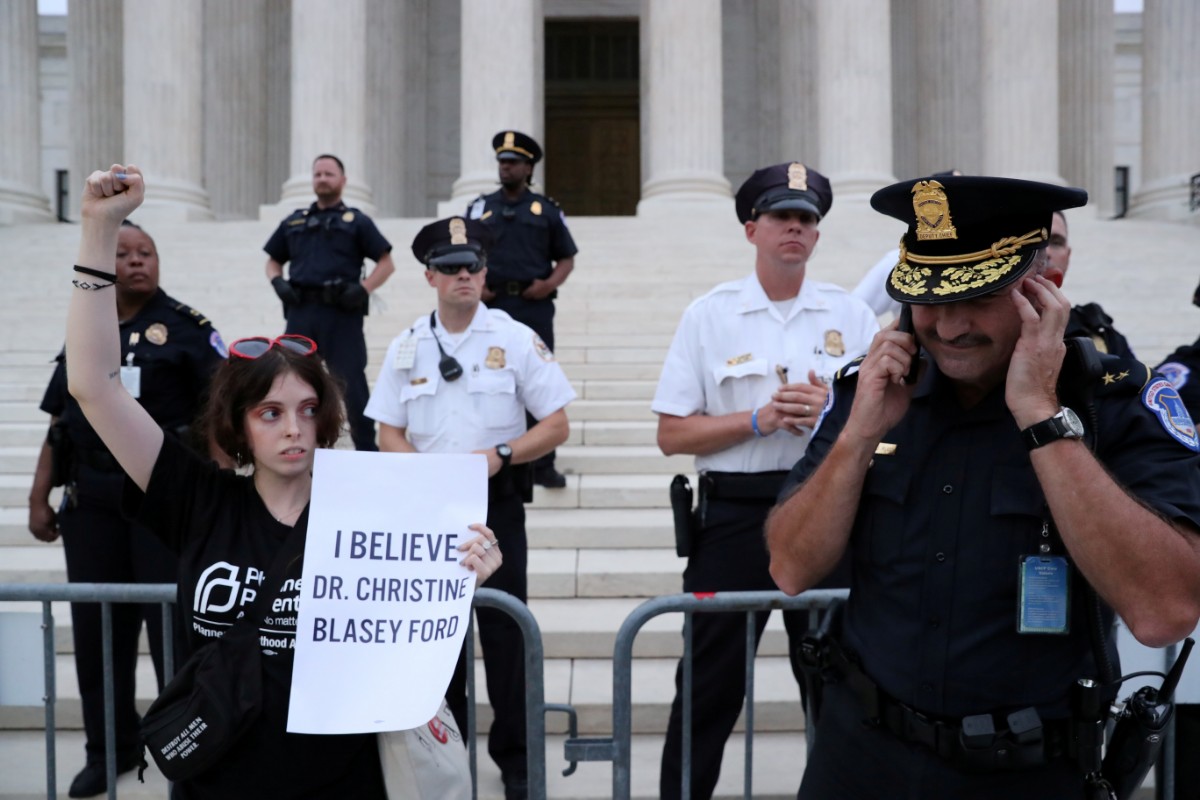 מחאה נגד מינוי ברט קוואנו בוושינגטון / צילום: רויטרס