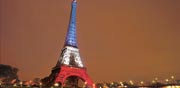 מגדל אייפל מואר בצבעי דגל צרפת/ צילום:רויטרס