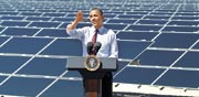 ברק אובמה בחוות אנרגיה סולארית בנבדה / צילום: רויטרס