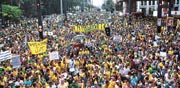 מחאה ברחובות סאו פאולו בשנה שעברה / צילום: בלומברג  