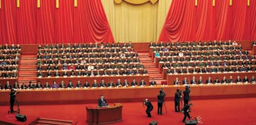 נשיא סין, שי ג'ינגפינג, נואם בפתיחת קונגרס המפלגה הקומוניסטית  / צילום: צילום: Damir Sagolj, רויטרס