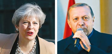 נשיא טורקיה ארדואן, ראשת ממשלת בריטניה מיי / צילומים: רויטרס