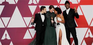 רמי מאלק, אוליביה קולמן, רג'ינה קינג ומהרשלה עלי, הזוכים באוסקר לשחקן הראשי ושחקן המשנה / צילום: REU