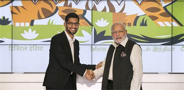 מנכ"ל גוגל סונדאר פיצ'אי וראש ממשלת הודו נרנדרה מודי / צילום: Elijah Nouvelage, רויטרס