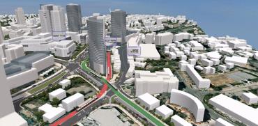 הקו הירוק והאדום בירושלים / הדמיה: צוות תכנית אב לתחבורה ירושלים JTMT 