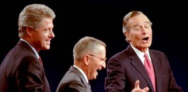 בוש האב, פרו וקלינטון בעימות לקראת בחירות 1992/ צילום: רויטרס, Mark Cardwell