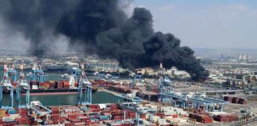 שריפה בשמן תעשייה בנמל חיפה/ צילום: אילן מלסטר , המשרד להגנת הסביבה
