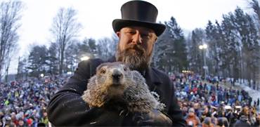 חגיגות Groundhog Day עם המרמיטה שעונה לשם Punxsutawney Phil  בפנסילבניה / צילום: Gene J. Puskar, AP