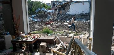 בתים הרוסים באזור הגבול שבין ארמניה ואזרבייג'ן לאחר ההפצצות של צבא אזרבייג'ן לעבר אזורי מגורים / צילום: Associated Press