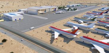 מתקן לאומי לחניית מטוסים בסמוך לשדה התעופה "עובדה" שבנגב / הדמיה: אייר פארק