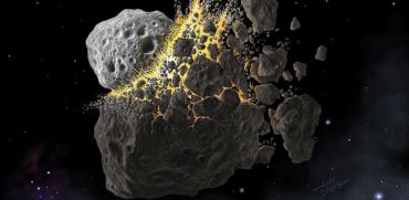 הדמיה של התנגשות אסטרואידים בחלל מלפני 466 מיליון שנה / צילום: רויטרס