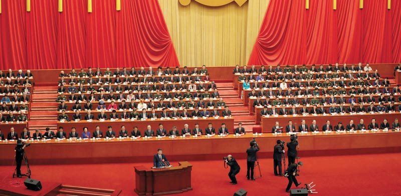 נשיא סין, שי ג'ינגפינג, נואם בפתיחת קונגרס המפלגה הקומוניסטית  / צילום: צילום: Damir Sagolj, רויטרס