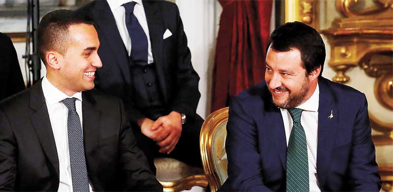 ראשי הקואליציה האיטלקית, מתאו סלביני  ולואיג‘י די מאיו./ צילום: רויטרס Remo Casilli