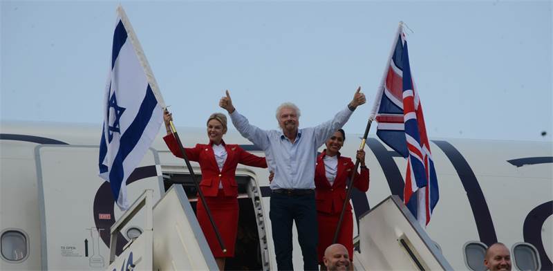 Sir Richard Branson lands in Israel  / Photo: Eyal Izhar, Globes