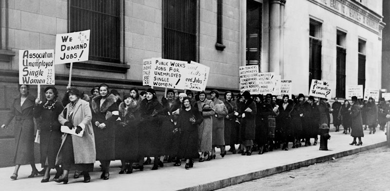 נשים מפגינות בעד משרות ציבוריות, ניו-יורק, 1933 / צילום:  Shutterstock, א.ס.א.פ קריאייטיב