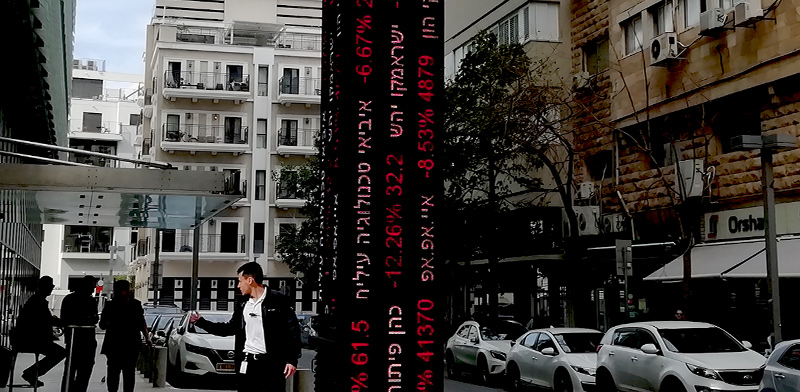 הבורסה בתל אביב נצבעת באדום בצל הקורונה / צילום: טלי בוגדנובסקי , גלובס