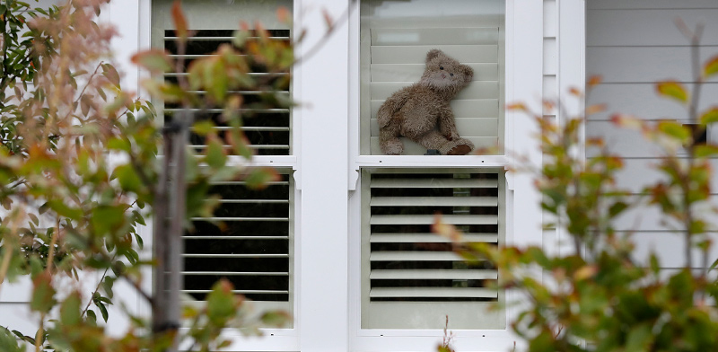 בובות דובי בחלונות של בתים בניו זילנד כדי לעודד ילדים בזמן הבידוד במסגרת הסגר במדינה / צילום: Mark Baker, AP