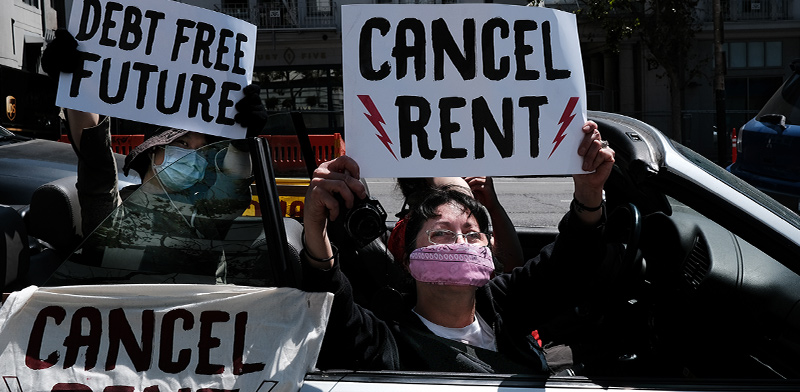 מפגינים בסן פרנסיסקו דורשים לבטל שכר דירה  / צילום: shutterstock, שאטרסטוק