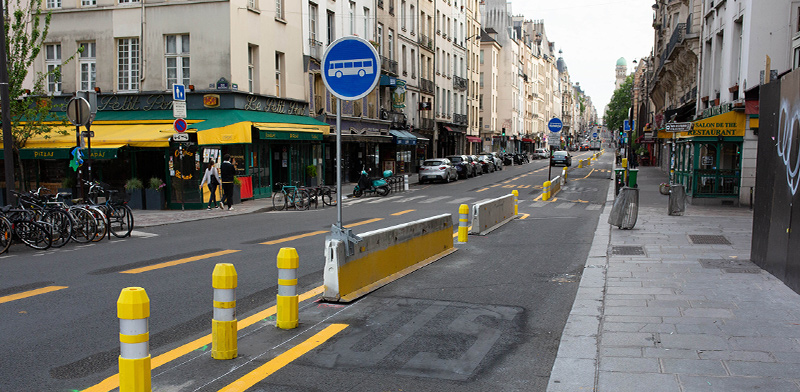 כביש שהפך לשביל אופניים בפריז / צילום: Lafargue Raphael, רויטרס