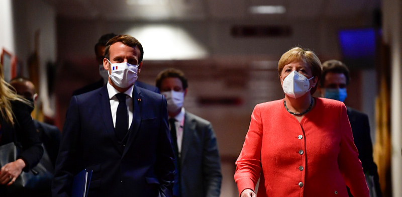 קאנצלרית גרמניה, מרקל ונשיא צרפת, מקרון, השבוע בכינוס המנהיגים האירופים / צילום: John Thys, Associated Press