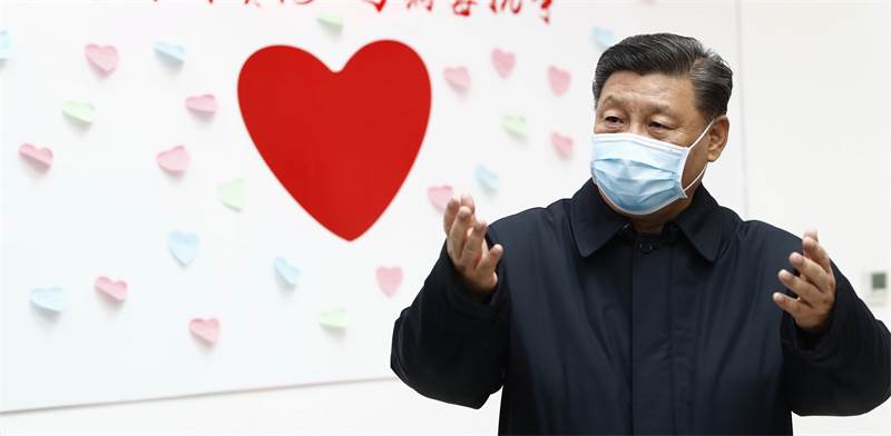נשיא סין שי ג'ינגפינג מבקר באחד המחוזות הנגועים בנגיף הקורונה בסין / צילום: Liu Bin/Xinhua, Associated Press